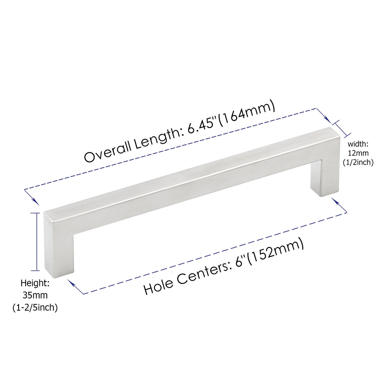 6 INCH(Center To Center) BRUSHED NICKEL CABINET PULLS (152MM, CUSTOMIZED SIZE)