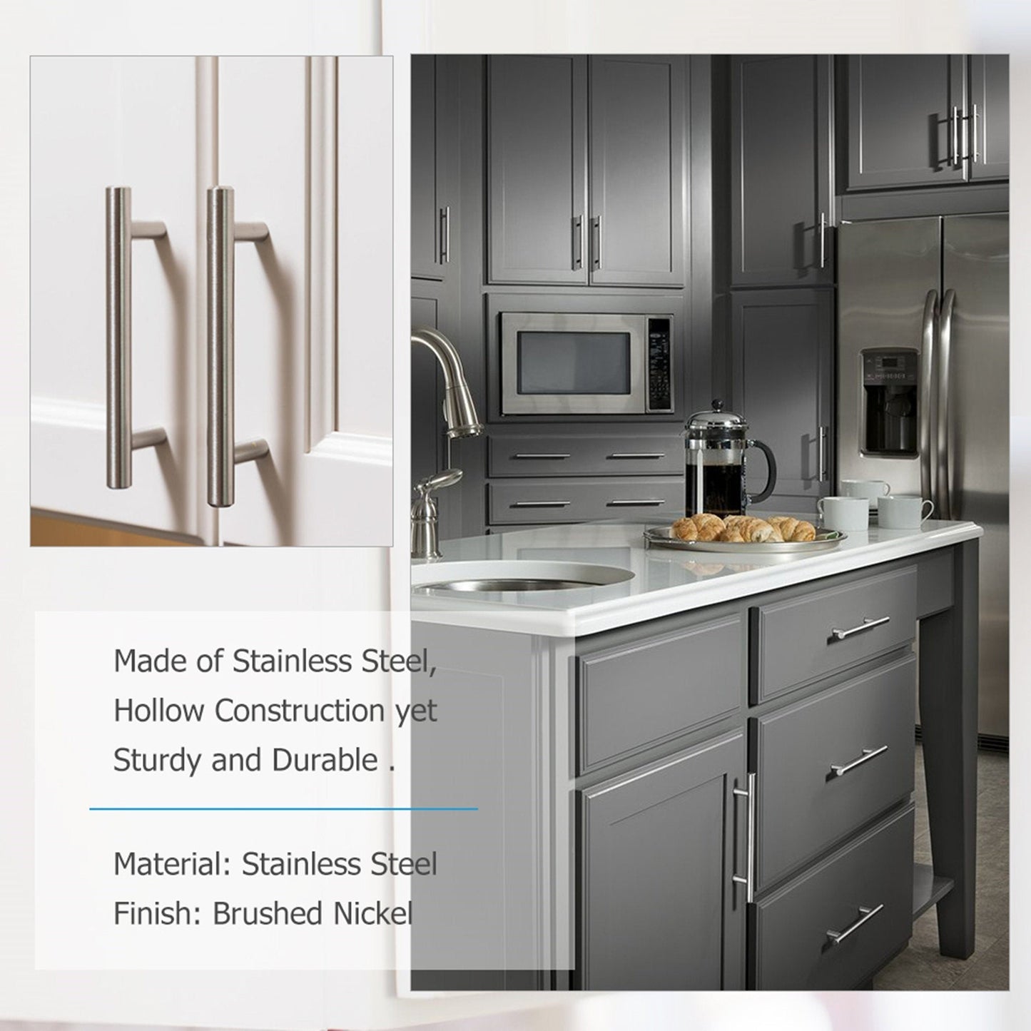 300 Pack 3.25 Inch(Center To Center) Brushed Nickel Cabinet Handles (3.25"，Customized Size)