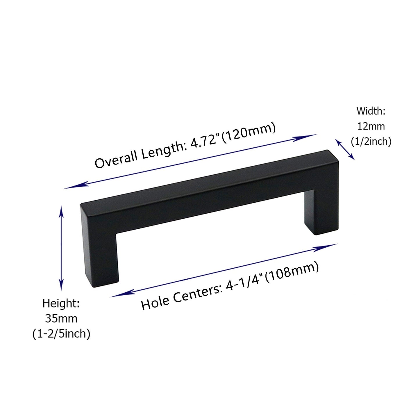 4.25 Inch(Center To Center) Matte Black Cabinet Pulls (4.25", Customized Size)