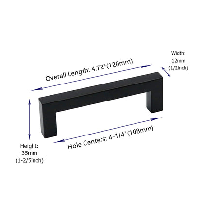 4.25 Inch(Center To Center) Matte Black Cabinet Pulls (4.25", Customized Size)