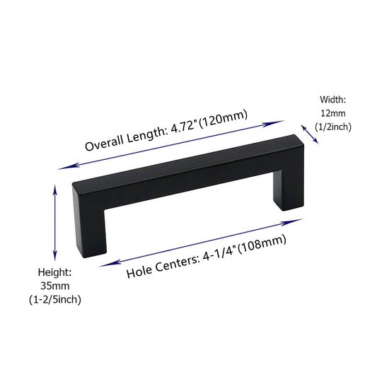 4.25 Inch(Center To Center) Matte Black Cabinet Pulls (4.25", Customized Size)