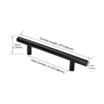 10 Pack 4.25"(108mm) Center to Center Matte Black Cabinet Pulls Stainless Steel Drawer Pulls