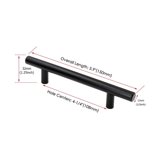 10 Pack 4.25"(108mm) Center to Center Matte Black Cabinet Pulls Stainless Steel Drawer Pulls