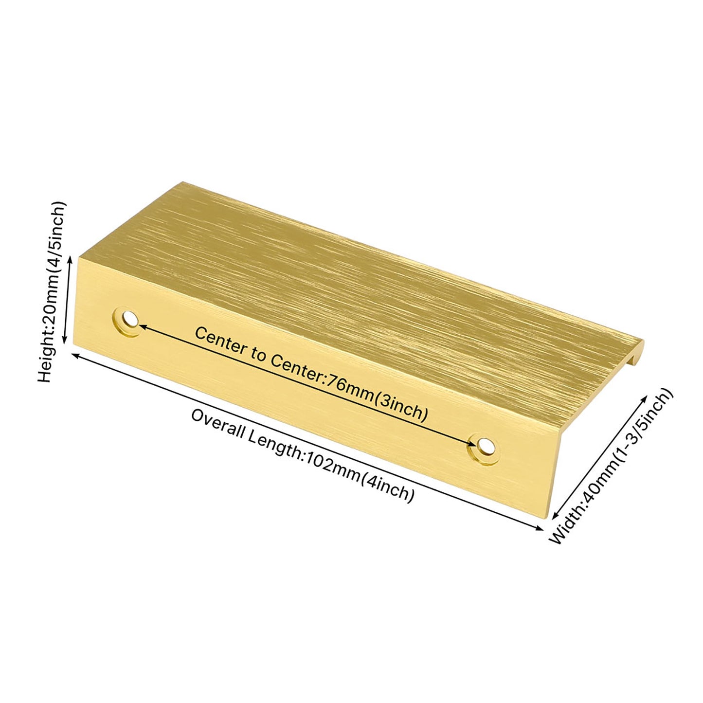 Modern Finger Edge Pulls Tab Pull 102mm/4" Length Finger Drawer Pulls (Brushed Brass)