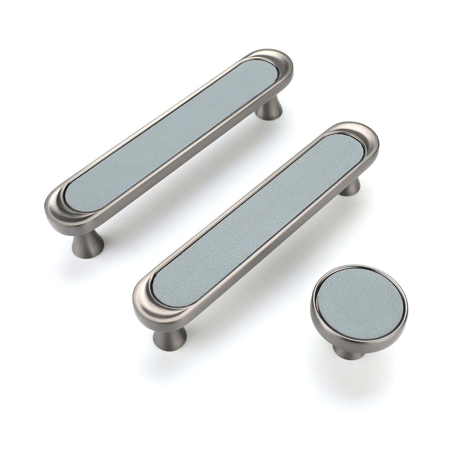 3.75" 5" Leather Handle Pulls，Light Green Leather Kitchen Cabinet Pulls( CC：96mm，128mm )