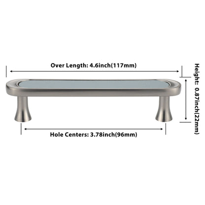 3.75" 5" Leather Handle Pulls，Light Green Leather Kitchen Cabinet Pulls( CC：96mm，128mm )