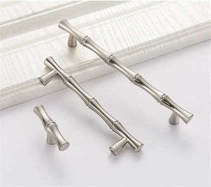 Bamboo Shape Solid Zinc Alloy Cabinet Knobs(Single Hole，Brushed Nickel)