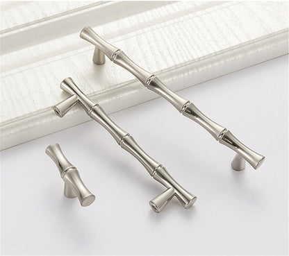 200 Pack 3.75 inch(Center To Center) Bamboo Shape Cabinet Handles (3.75"/96mm，Brushed Nickel)