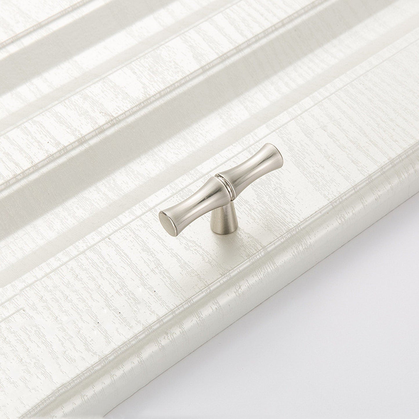 Bamboo Brushed Nickel Cabinet Pulls Zinc Alloy Cupboard Handles - Bamboo Shape Series - Hole Centers(T-Bar Knob，96mm，128mm)