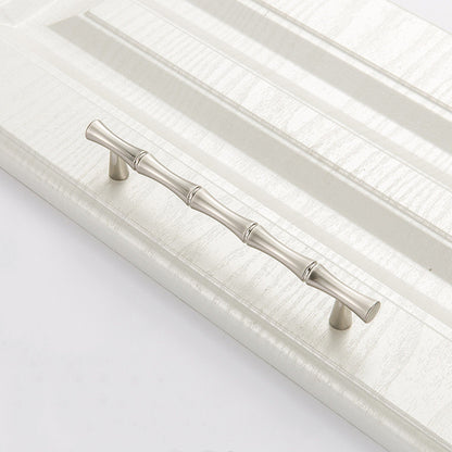 Bamboo Brushed Nickel Cabinet Pulls Zinc Alloy Cupboard Handles - Bamboo Shape Series - Hole Centers(T-Bar Knob，96mm，128mm)