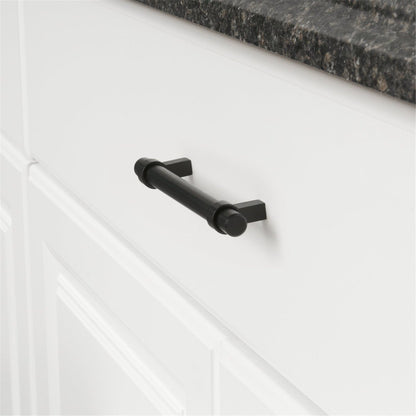 Flat Black Stainless Steel Kitchen Cupboard Handles - 6.25" (160mm) Hole Centers