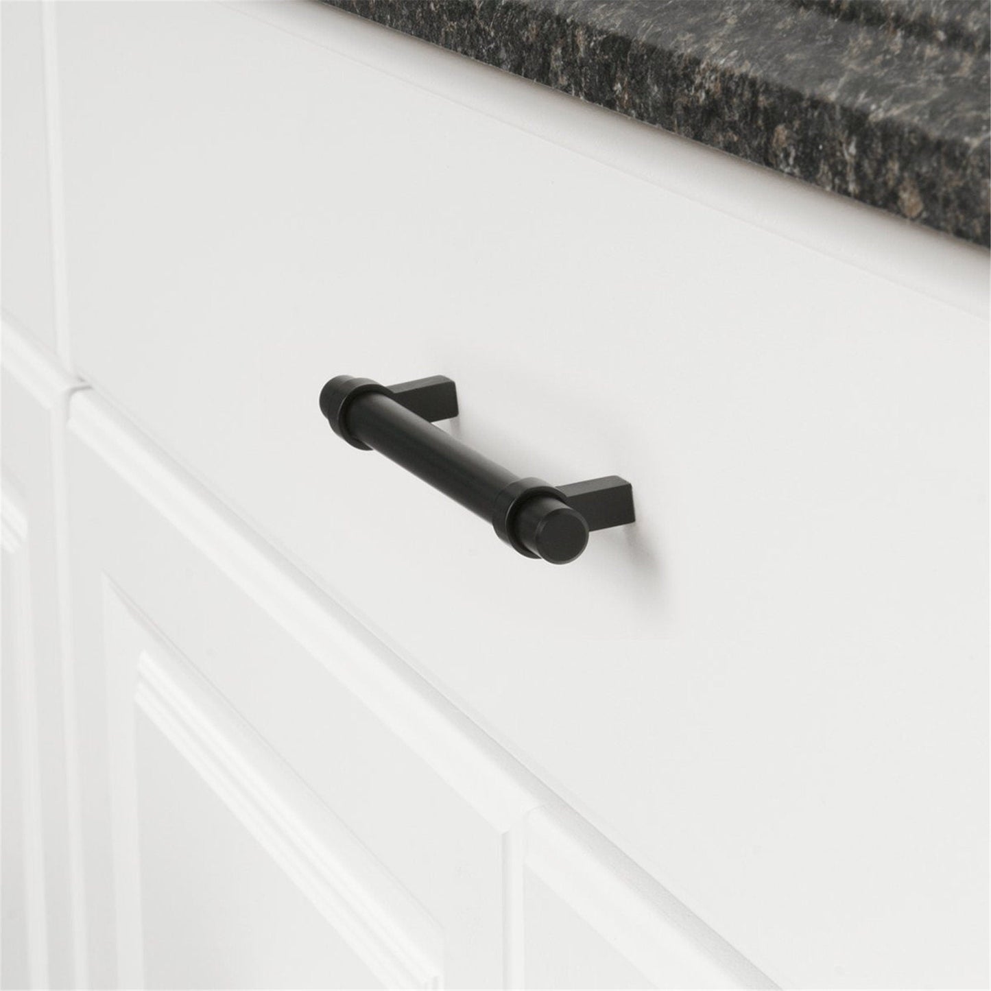 Flat Black Stainless Steel Kitchen Cupboard Handles - 10" (256mm) Hole Centers
