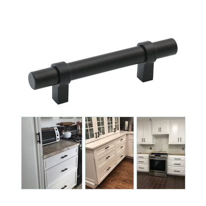 Flat Black Cabinet Bar Handle Pulls - 3.75" (96mm) Hole Centers