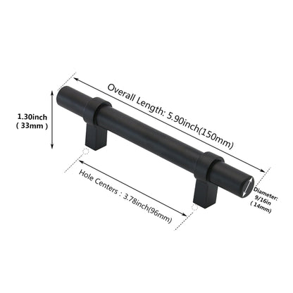 Flat Black Cabinet Bar Handle Pulls - 3.75" (96mm) Hole Centers
