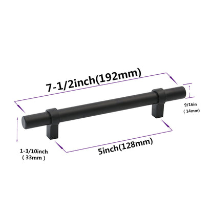 Flat Black Cabinet Bar Handle Pull - 5" (128mm) Hole Centers