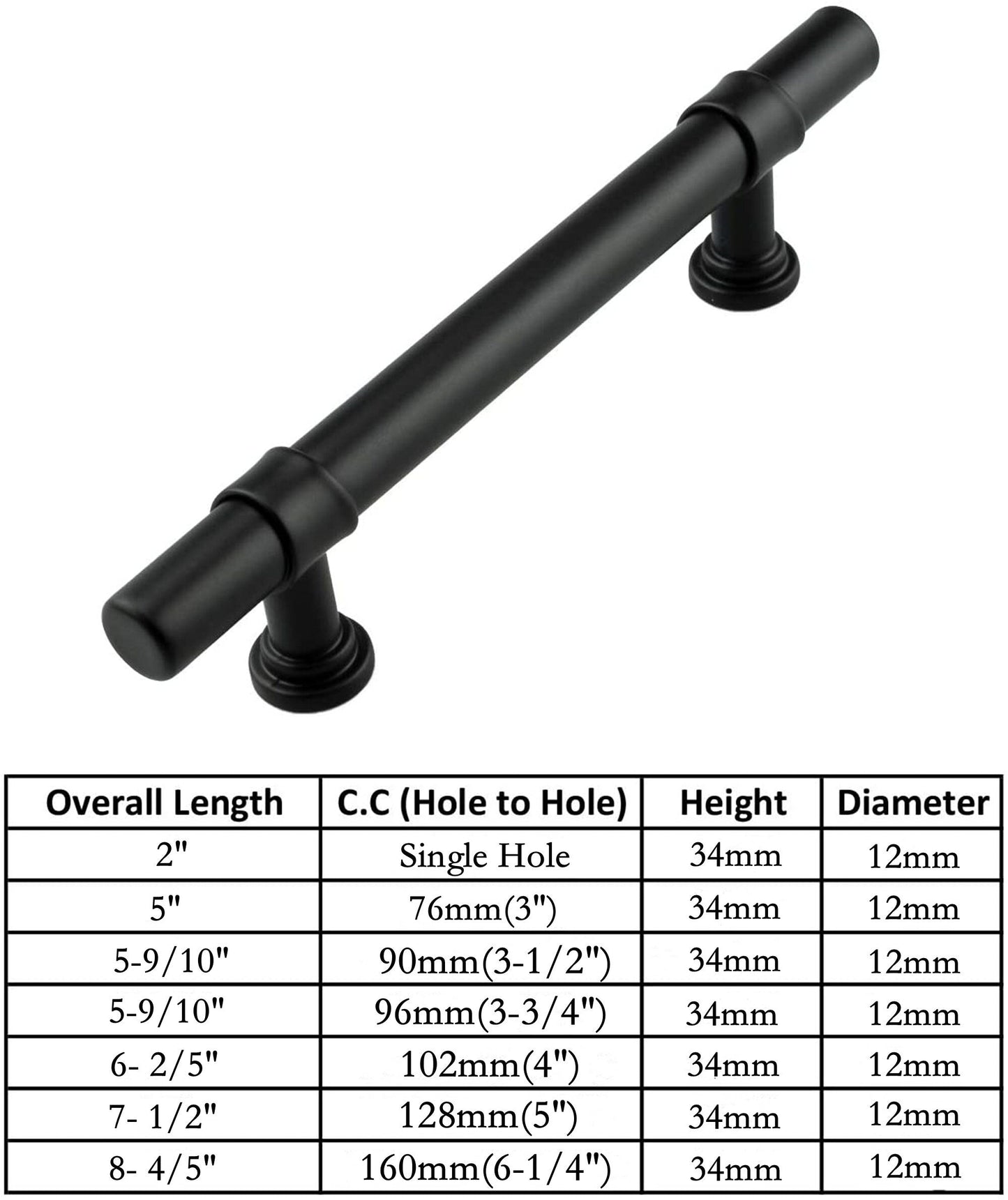 3 Inch Hole Center Cabinet Handles Pulls for Kitchen Stainless Steel Matte Black Drawer Pulls ( 5" Length ）