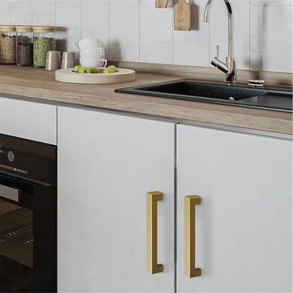 4.5in(115mm) Brushed Brass Cabinet Handles Drawer Pulls,Modern Gold Drawer Pulls Stainless Steel Dresser Drawer Pulls(115mm, Hole Centers)