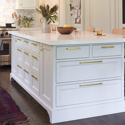 10in Brushed Brass Drawer Pulls,Brushed Gold Cabinet Pulls Gold Hardware for Cabinets(256mm, Hole Centers)