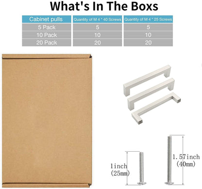 Brushed Nickel Drawer Pulls 3 inch(76mm) Hole Center，Modern Cabinet Hardware Bar Pulls for Drawer Cabinets Cupboard