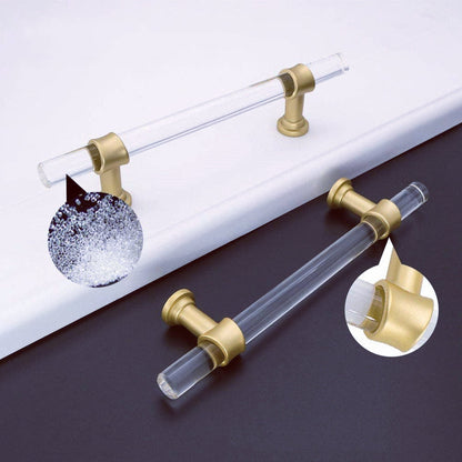 Acrylic Gold Drawer Pulls Cabinet Pulls - Acrylic Round Bar Series - Hole Centers(5 Inch，128mm)