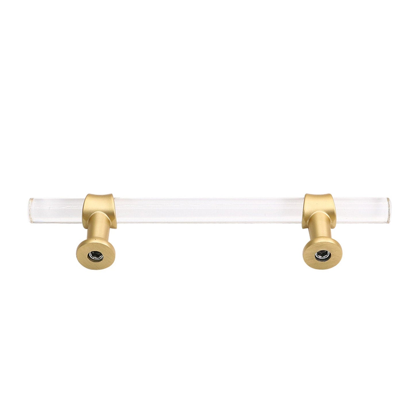 Brushed Brass Cabinet Pulls Dresser Drawer Handles - Acrylic Round Bar Series - Hole Centers(3-1/2 Inch，90mm)