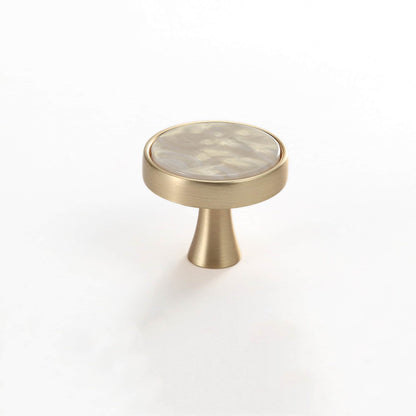 Brushed Brass Dresser Knobs，Zinc Alloy Drawer Knobs，Gold Drawer Knobs Pulls Suitable for Kitchen Cabinets Cupboard(Stripes Pearl)