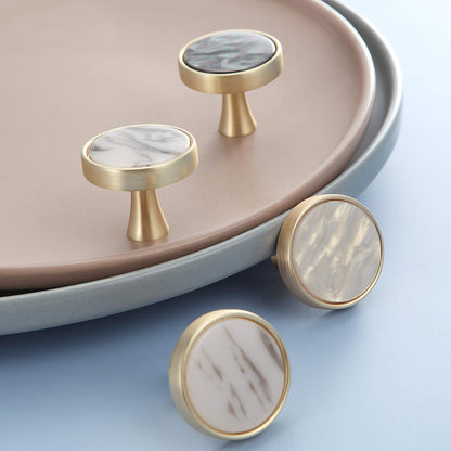 Brushed Brass Dresser Knobs | Zinc Alloy Drawer Knobs | Gold Drawer Knobs Pulls Suitable for Kitchen Cabinets Cupboard (Landscape Pearl)