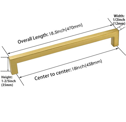 18 Inch(Center To Center) Modern Cabinet Handles (458mm，Brushed Brass)