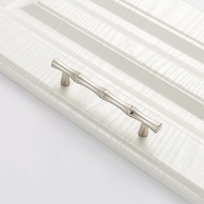 Bamboo Brushed Nickel Cabinet Pulls Zinc Alloy Cupboard Handles - Bamboo Shape Series - Hole Centers(T-Bar Knob，96mm，128mm)