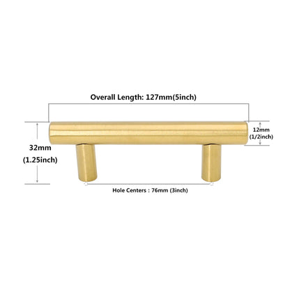 Brushed Brass Cabinet Pulls，Stainless Steel Drawer Handles，3" Hole Center Drawer Pulls and Door Knobs for Dresser Drawers