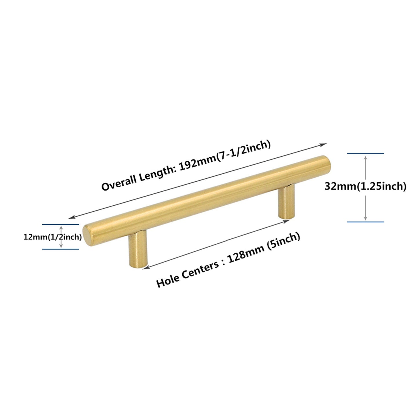 Brushed Brass Cabinet Pulls，Stainless Steel Drawer Handles，5" Hole Center Drawer Pulls and Door Knobs for Dresser Drawers
