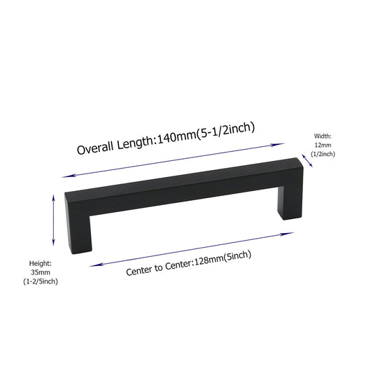 5 Inch Black Square Kitchen Cabinet Handles Cabinet Pulls - Kitchen Cabinet Hardware for Cabinet Door ,Drawers,Cupboard and Wardrobe
