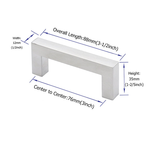 Brushed Nickel Drawer Pulls 3 inch(76mm) Hole Center，Modern Cabinet Hardware Bar Pulls for Drawer Cabinets Cupboard