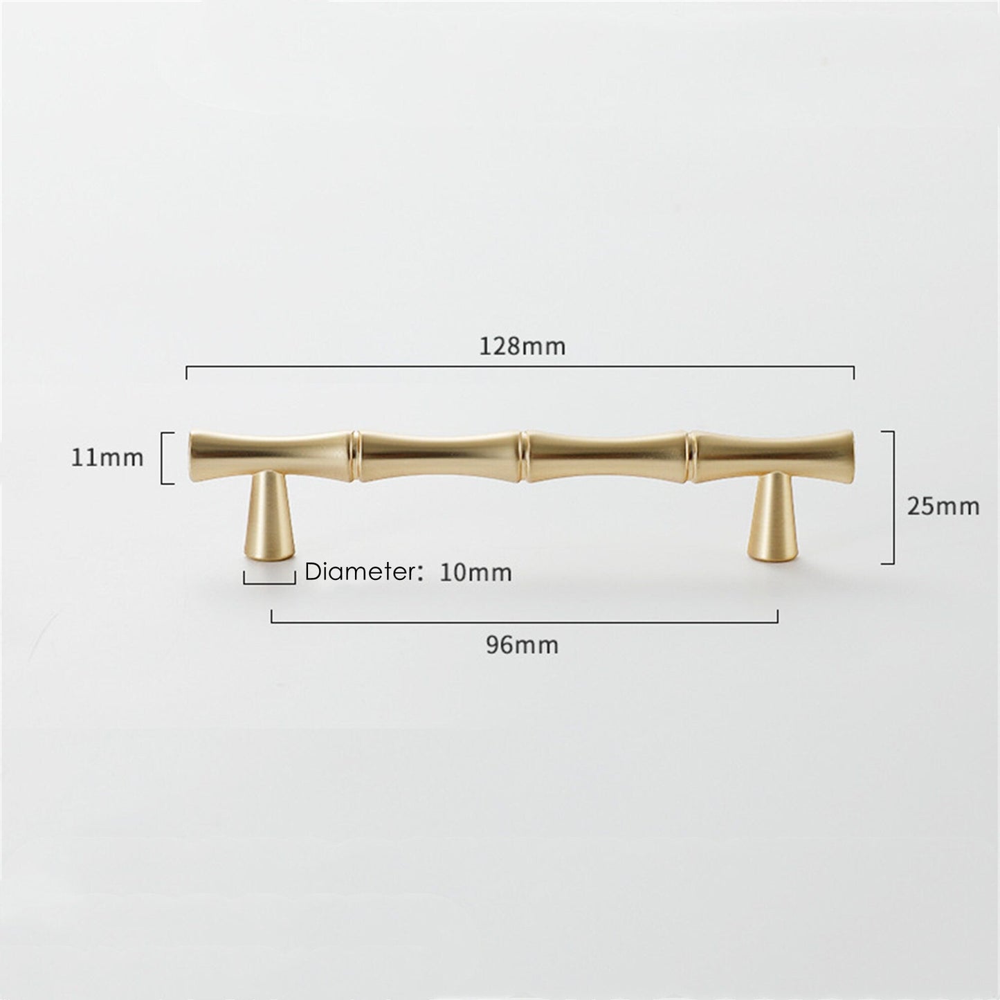Bamboo Shape Solid Zinc Alloy Cabinet Knobs Handle Pulls - Bamboo Shape Series - Hole Centers(T-Bar Knob，96mm，128mm)