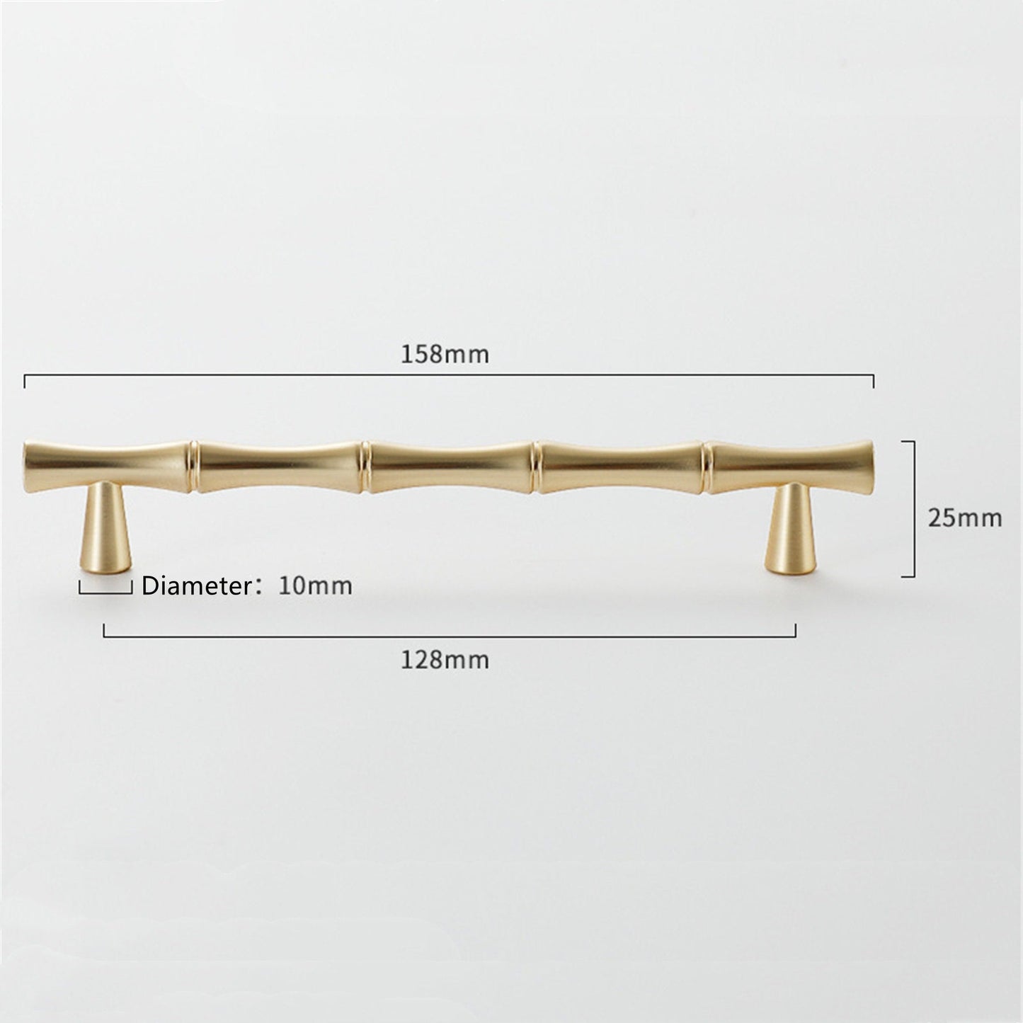 Bamboo Shape Solid Zinc Alloy Cabinet Knobs Handle Pulls - Bamboo Shape Series - Hole Centers(T-Bar Knob，96mm，128mm)