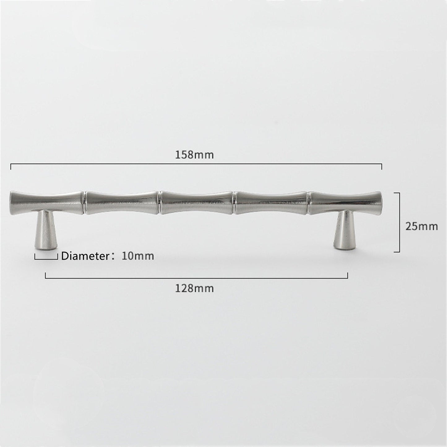 Bamboo Brushed Nickel Cabinet Pulls Zinc Alloy Cupboard Handles - Bamboo Shape Series - Hole Centers(T-Bar Knob，96mm，128mm)