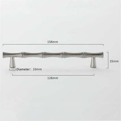 Bamboo Brushed Nickel Cabinet Pulls Zinc Alloy Cupboard Handles - Bamboo Shape Series - Hole Centers(T-Bar Knob，96mm，128mm)