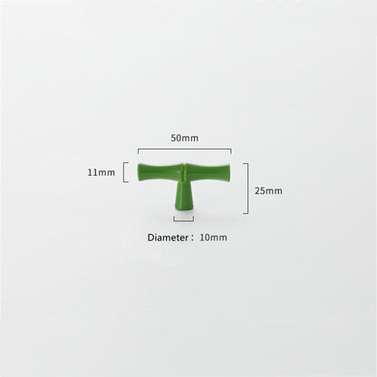 Bamboo Shape Solid Zinc Alloy Cabinet Knobs Handles - Bamboo Shape Series - Hole Centers(T-Bar Knob，96mm，128mm)