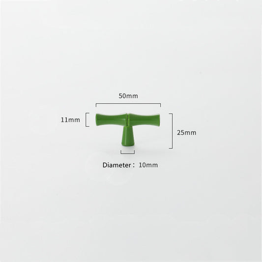 Bamboo Shape Solid Zinc Alloy Cabinet Knobs Handles - Bamboo Shape Series - Hole Centers(T-Bar Knob，96mm，128mm)