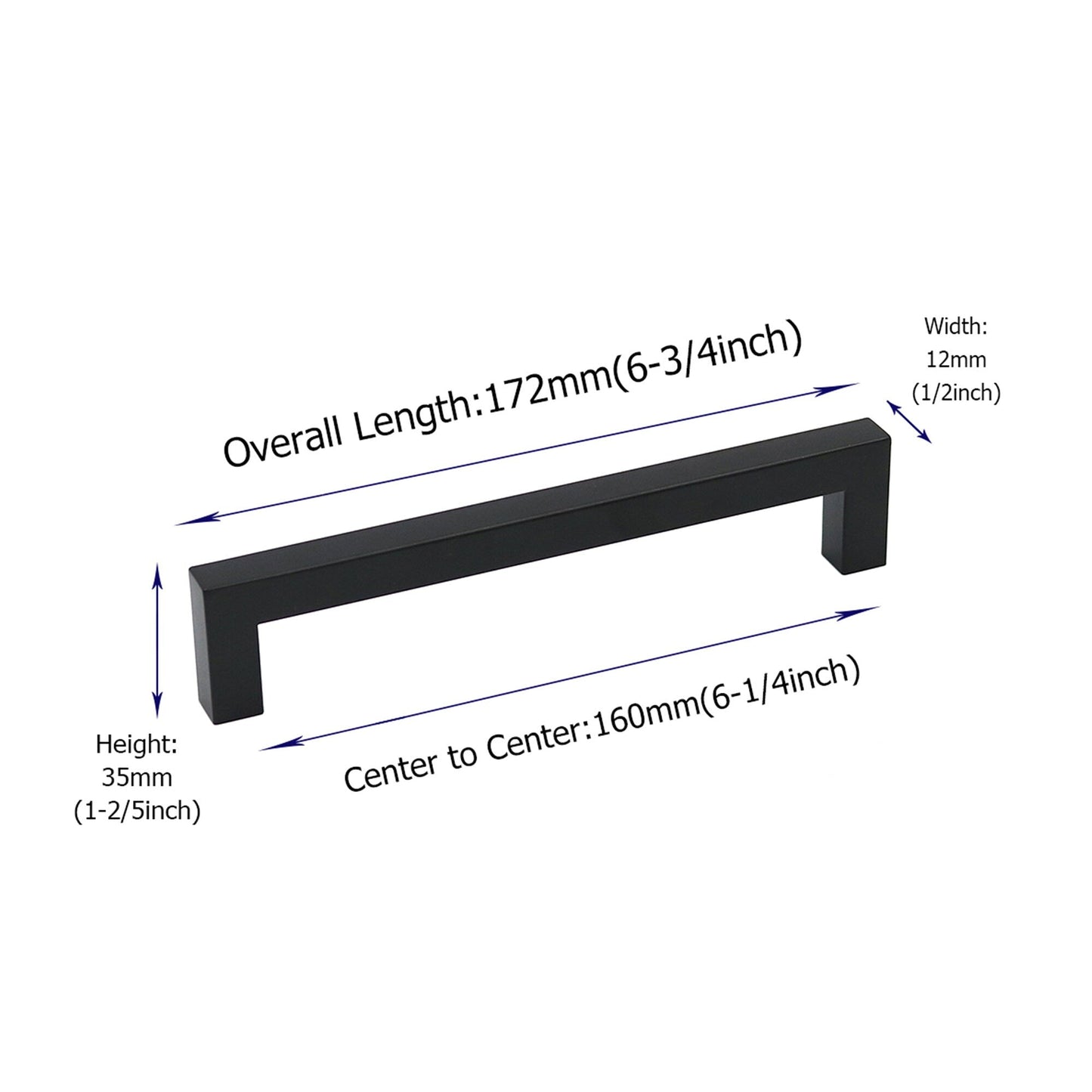 6-1/4 inch Hole Center Black Cabinet Pulls，Drawer Pulls Black Cabinet Handles for Kitchen Matte Black Cupboard Handles
