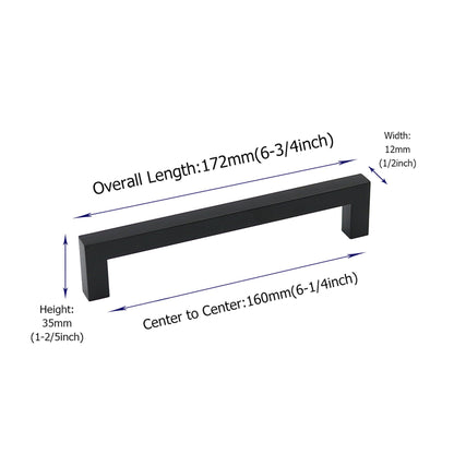 6-1/4 inch Hole Center Black Cabinet Pulls，Drawer Pulls Black Cabinet Handles for Kitchen Matte Black Cupboard Handles