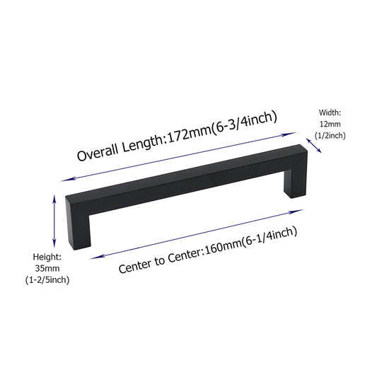 6-1/4 inch Hole Center Black Cabinet Pulls，Drawer Pulls Black Cabinet Handles for Kitchen Matte Black Cupboard Handles