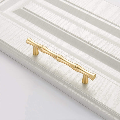 Bamboo Shape Solid Zinc Alloy Cabinet Knobs Handle Pulls - Bamboo Shape Series - Hole Centers(T-Bar Knob，96mm，128mm)