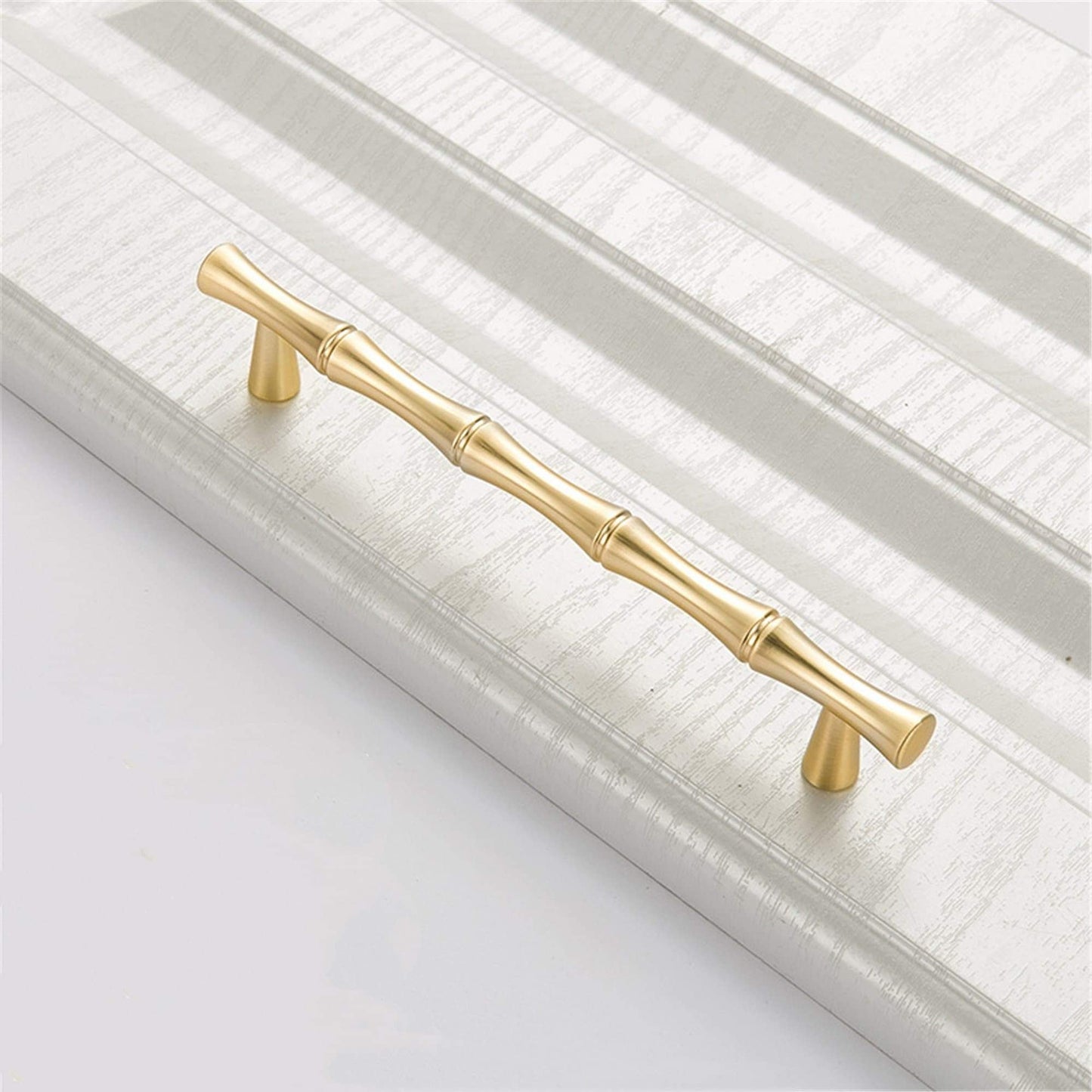 Bamboo Shape Solid Zinc Alloy Cabinet Knobs Handle Pulls - Bamboo Shape Series - Hole Centers(T-Bar Knob，96mm，128mm)