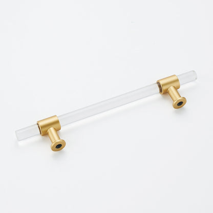 10 Pack 3 inch(C-C) Brushed Brass Cabinet Pulls Arcylic Drawer Pulls (76mm，Hole Center)