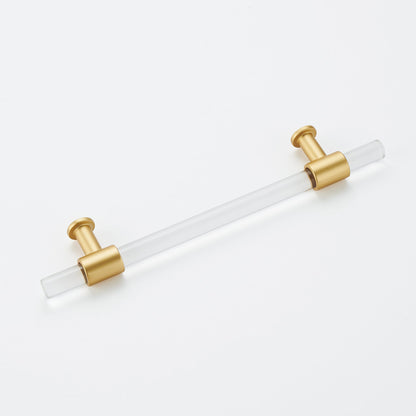10 Pack 3 inch(C-C) Brushed Brass Cabinet Pulls Arcylic Drawer Pulls (76mm，Hole Center)