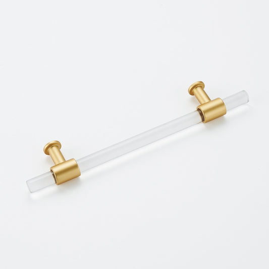 2.5in Brushed Brass Cabinet Pulls Arcylic Drawer Pulls(64mm, Hole Center)