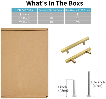 Brushed Brass Cabinet Pulls Gold Cabinet Pulls - 5" Inch (128mm) Hole Centers