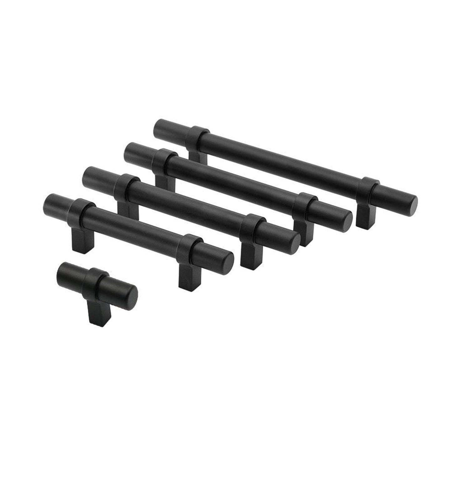 Black Modern Cupboard Handles Stainless Steel Pulls - Round Shape Series - Hole Centers(Single Hole, 3",3.5,3.75,4",5",6.25",7.5",8.8",10")
