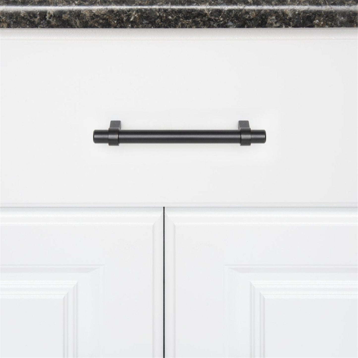 Flat Black Cabinet Bar Handle Pull - 3.5" (90mm) Hole Centers